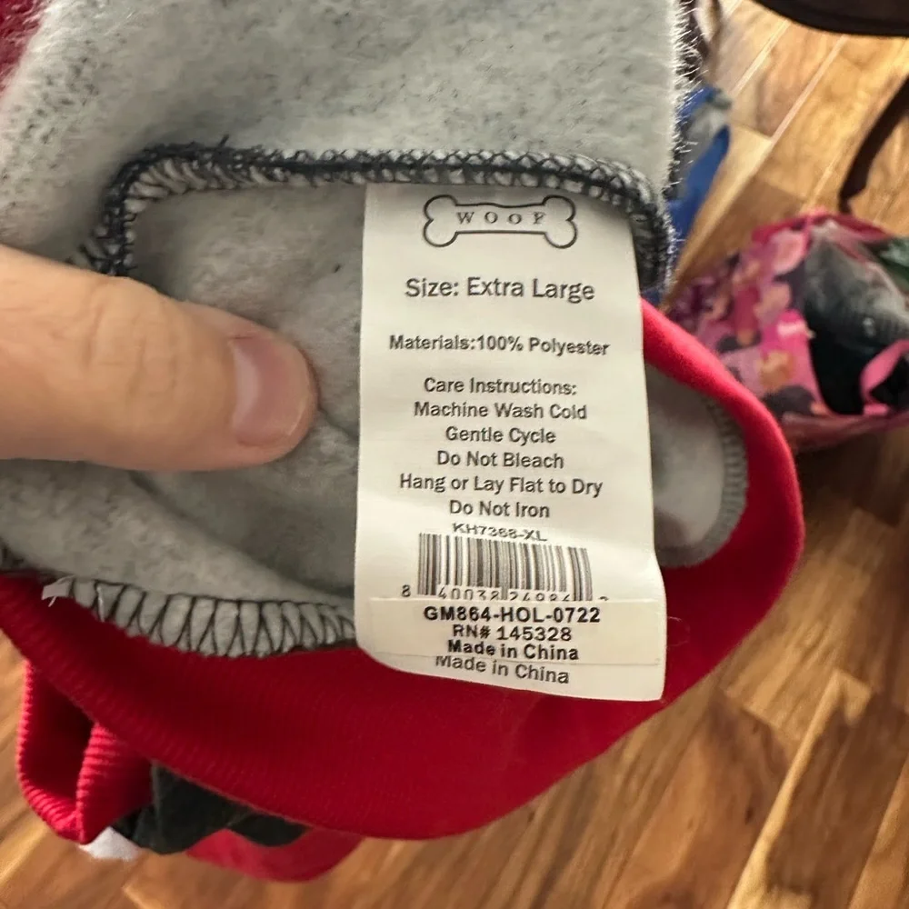Santa Paws Dog Hoodie - Red and Gray size XL